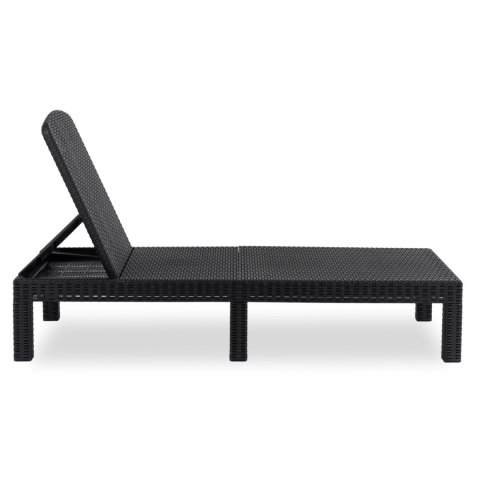 Fotel Ogrodowy Leżak LUIZJANA Technorattan Czarny/Szary