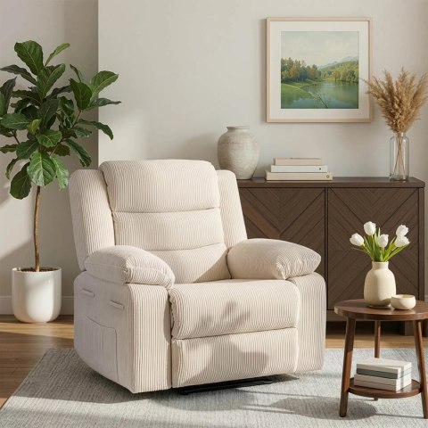 Fotel Rozkładany ARTURO Beżowy Sztruksowy