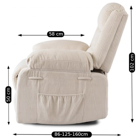 Fotel Rozkładany ARTURO Beżowy Sztruksowy