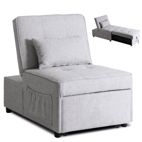 Fotel Rozkładany IBERIS 67 cm do Spania Szary