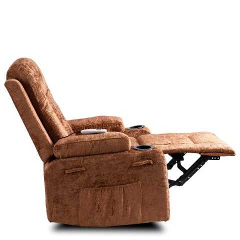 Fotel Rozkładany Masujący BOX Brązowy Welurowy
