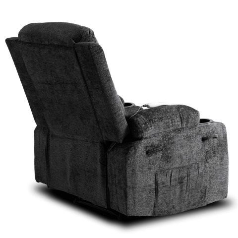 Fotel Rozkładany Masujący BOX Czarny Welurowy