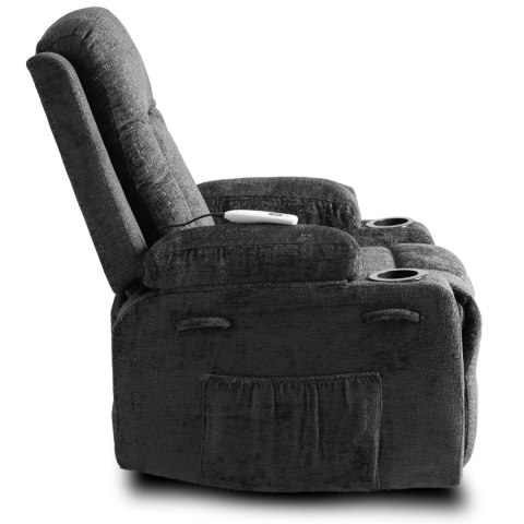 Fotel Rozkładany Masujący BOX Czarny Welurowy