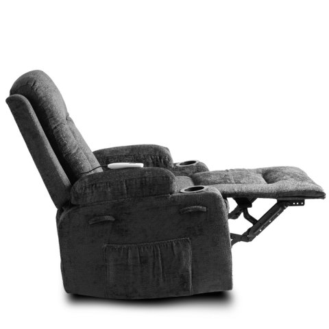 Fotel Rozkładany Masujący BOX Czarny Welurowy