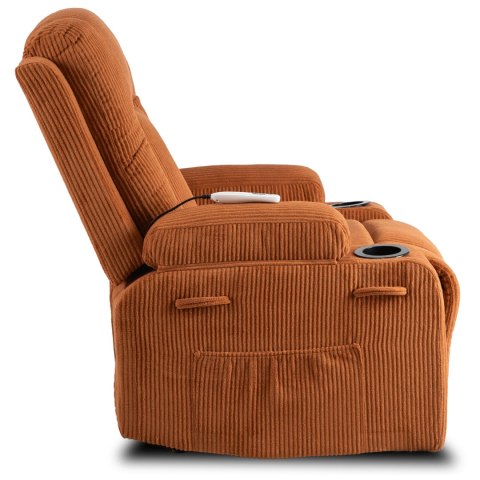 Fotel Rozkładany Masujący BOX Rudy Sztruksowy