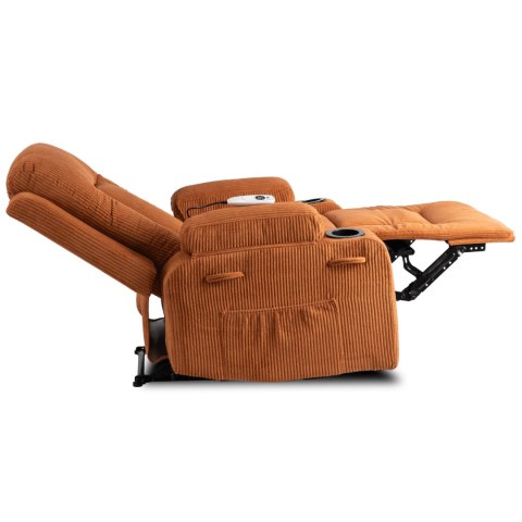 Fotel Rozkładany Masujący BOX Rudy Sztruksowy