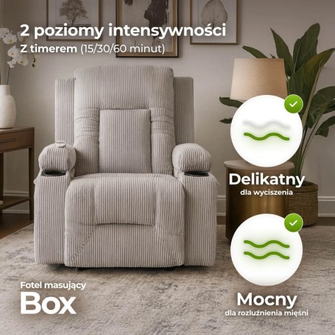 Fotel Rozkładany Masujący BOX Szary Sztruksowy