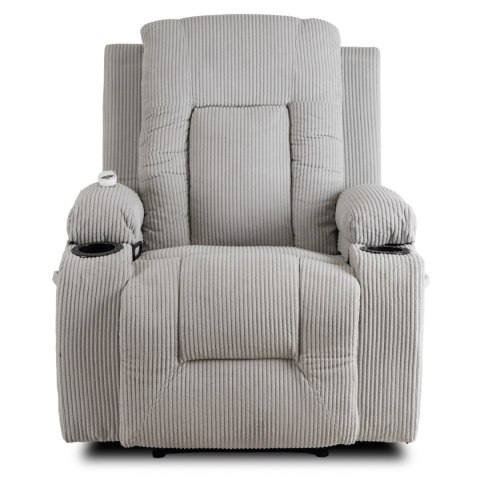 Fotel Rozkładany Masujący BOX Szary Sztruksowy