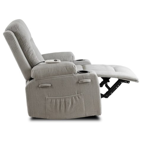 Fotel Rozkładany Masujący BOX Szary Sztruksowy