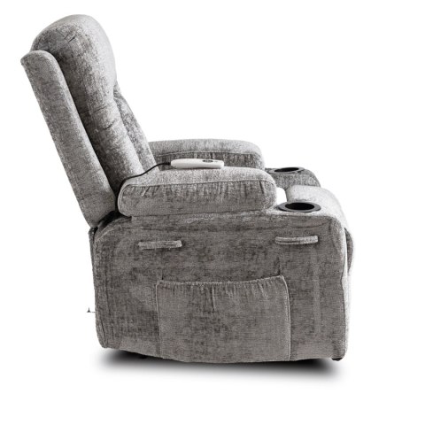 Fotel Rozkładany Masujący BOX Szary Welurowy