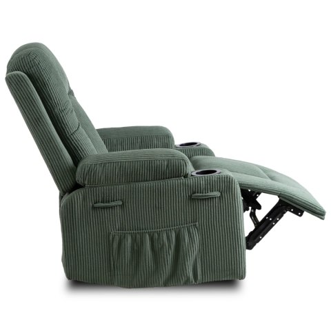 Fotel Rozkładany Masujący BOX Zielony Sztruksowy