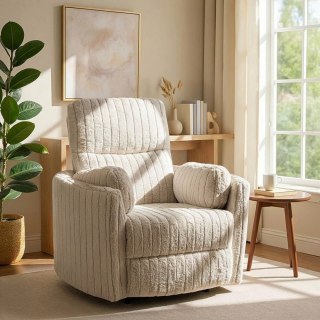 Fotel Rozkładany RAUL Beżowy Tkanina Pluszowa