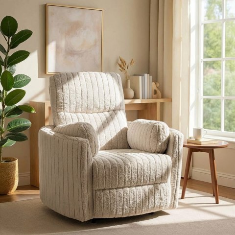 Fotel Rozkładany RAUL Beżowy Tkanina Pluszowa