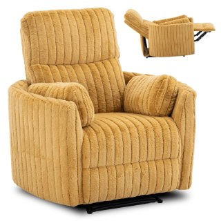 Fotel Rozkładany RAUL Musztardowy Tkanina Pluszowa
