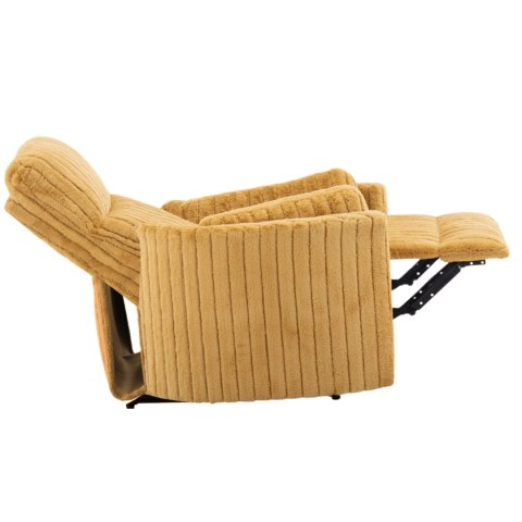 Fotel Rozkładany RAUL Musztardowy Tkanina Pluszowa