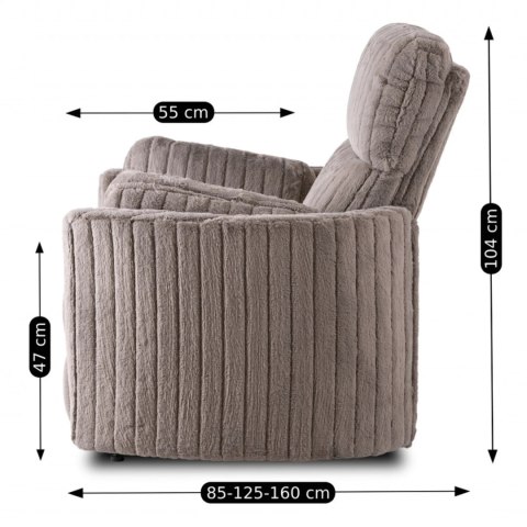 Fotel Rozkładany z Podnóżkiem RAUL Szary Nowoczesny