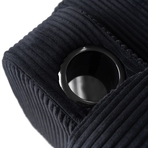 Fotel Rozkładany z Podnóżkiem TORRES Czarny Sztruksowy Nowoczesny