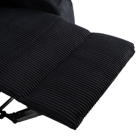 Fotel Rozkładany z Podnóżkiem TORRES Czarny Sztruksowy Nowoczesny