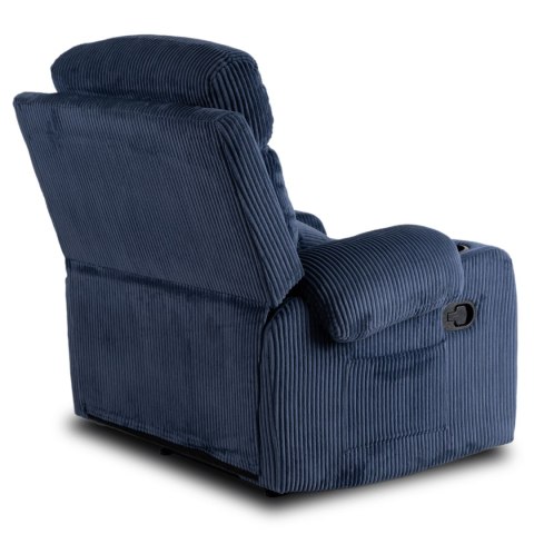 Fotel Rozkładany z Podnóżkiem TORRES Granatowy Sztruksowy Nowoczesny