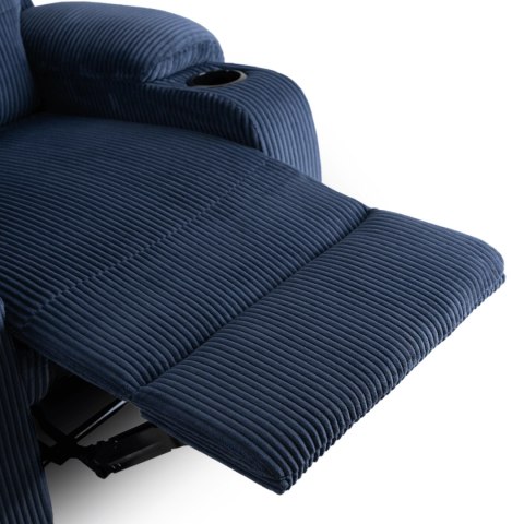 Fotel Rozkładany z Podnóżkiem TORRES Granatowy Sztruksowy Nowoczesny