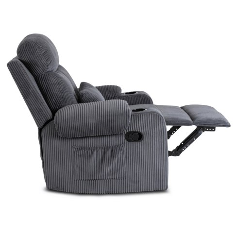 Fotel Rozkładany z Podnóżkiem TORRES Szary Sztruksowy Nowoczesny