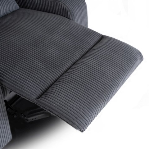 Fotel Rozkładany z Podnóżkiem TORRES Szary Sztruksowy Nowoczesny