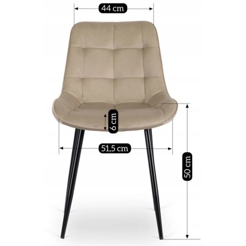 Krzesło CHRIS Beżowe Welurowe