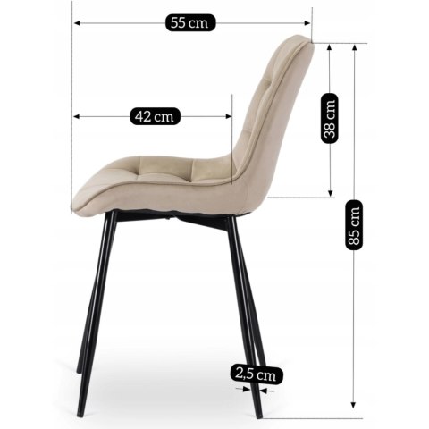 Krzesło CHRIS Beżowe Welurowe