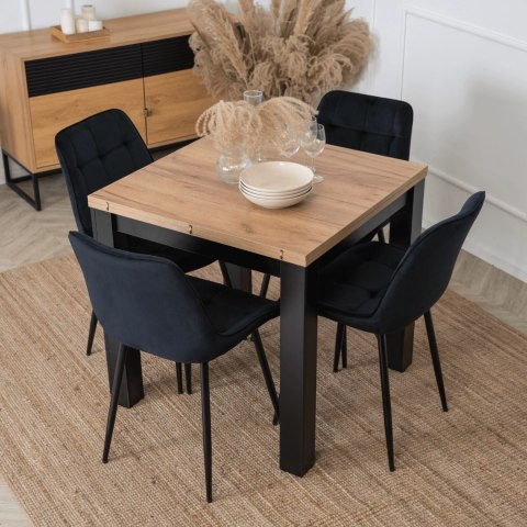 Krzesło Tapicerowane do Jadalni CHRIS Czarne Welurowe Nowoczesne Loft