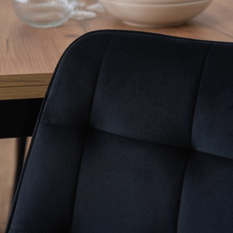 Krzesło Tapicerowane do Jadalni CHRIS Czarne Welurowe Nowoczesne Loft