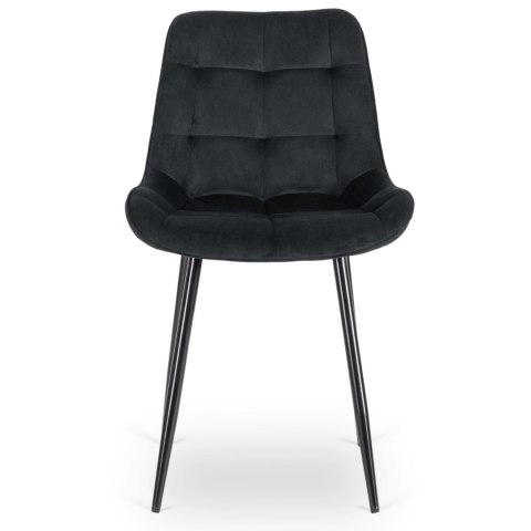 Krzesło Tapicerowane do Jadalni CHRIS Czarne Welurowe Nowoczesne Loft