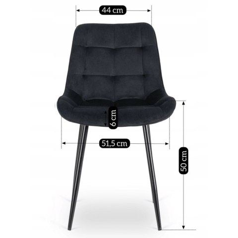 Krzesło Tapicerowane do Jadalni CHRIS Czarne Welurowe Nowoczesne Loft