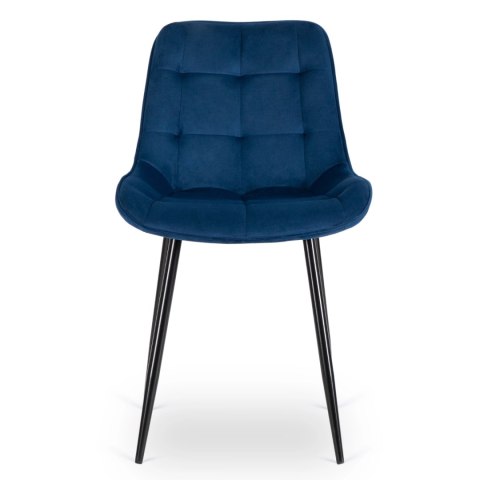 Krzesło Tapicerowane do Jadalni CHRIS Granatowe Welurowe Nowoczesne Loft