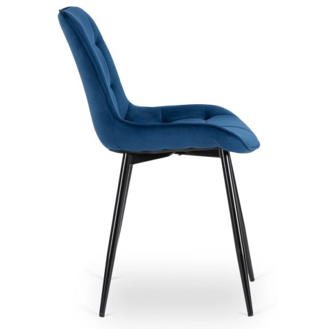 Krzesło Tapicerowane do Jadalni CHRIS Granatowe Welurowe Nowoczesne Loft