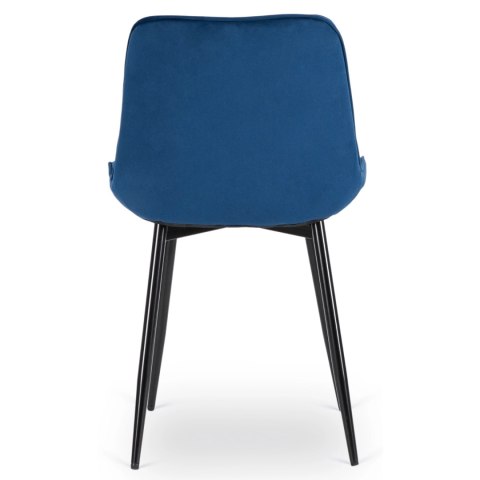 Krzesło Tapicerowane do Jadalni CHRIS Granatowe Welurowe Nowoczesne Loft