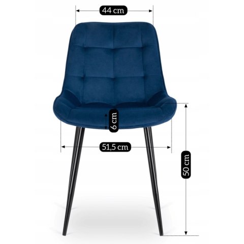Krzesło Tapicerowane do Jadalni CHRIS Granatowe Welurowe Nowoczesne Loft