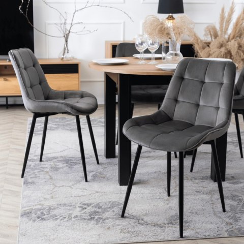 Krzesło CHRIS Szare Welurowe
