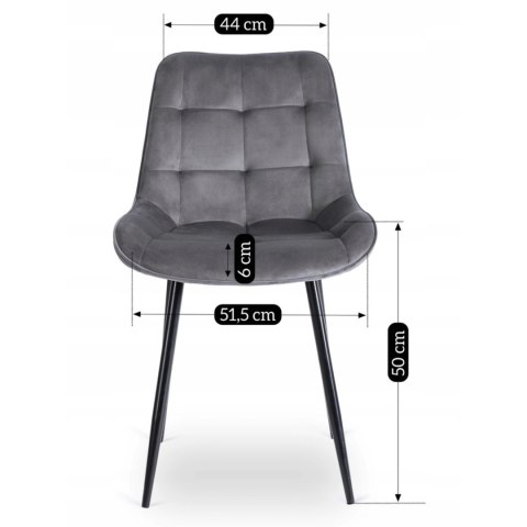 Krzesło CHRIS Szare Welurowe