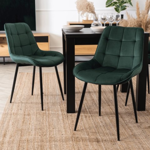 Krzesło CHRIS Zielone Welurowe