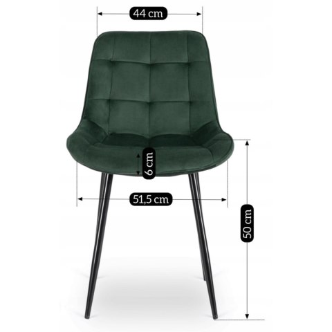 Krzesło CHRIS Zielone Welurowe