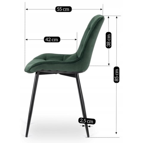 Krzesło CHRIS Zielone Welurowe