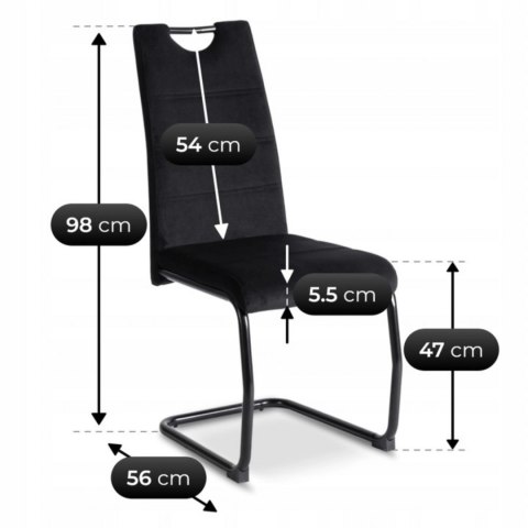Krzesło LOPEZ Czarne Welurowe
