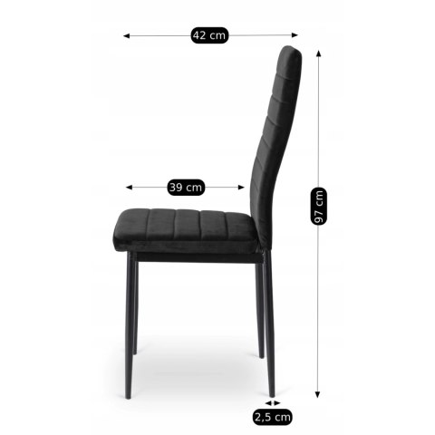 Krzesło NARIS Czarne Welurowe