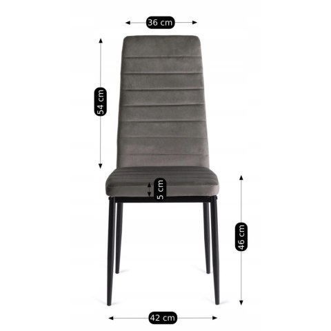 Krzesło NARIS Szare Welurowe