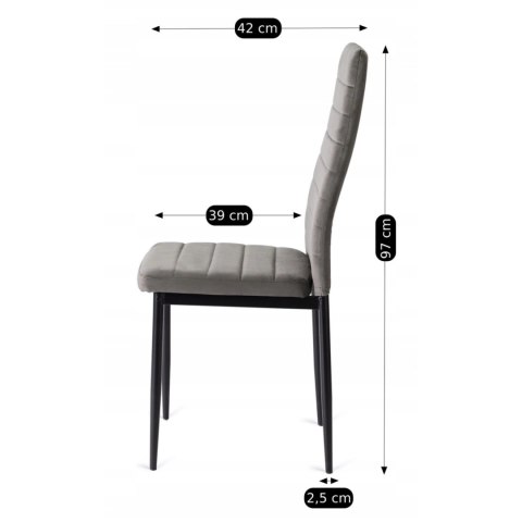 Krzesło NARIS Szare Welurowe