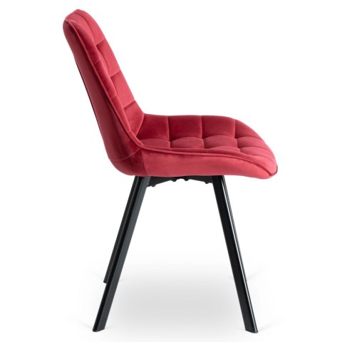 Krzesło Tapicerowane do Salonu RICK Bordowe Welurowe Nowoczesne Loft