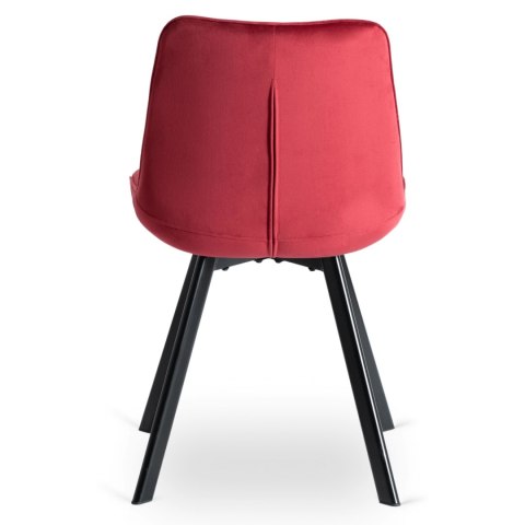 Krzesło Tapicerowane do Salonu RICK Bordowe Welurowe Nowoczesne Loft