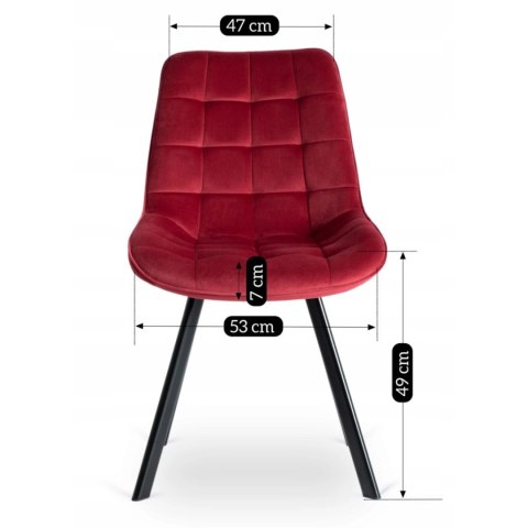 Krzesło Tapicerowane do Salonu RICK Bordowe Welurowe Nowoczesne Loft