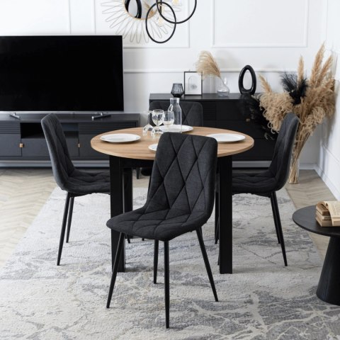 Krzesło Tapicerowane do Salonu ROBIN 2 Czarne Nowoczesne Loft