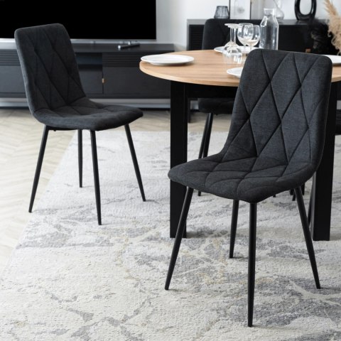 Krzesło Tapicerowane do Salonu ROBIN 2 Czarne Nowoczesne Loft